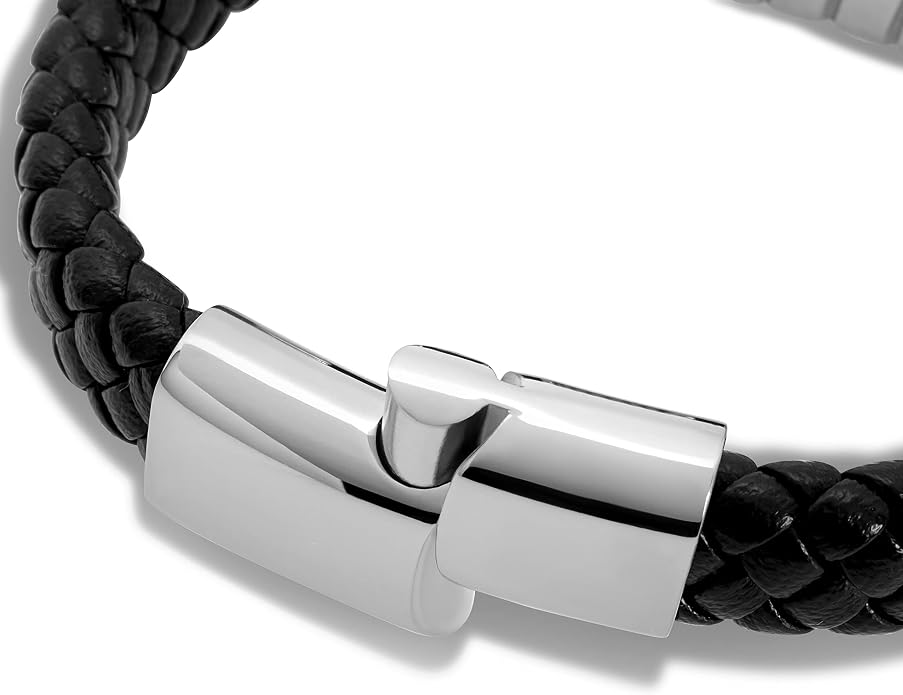 SERASAR Premium Leather Bracelet Men | Stainless Steel Magnetic Clasp | Three Colors | Jewelry Box Included