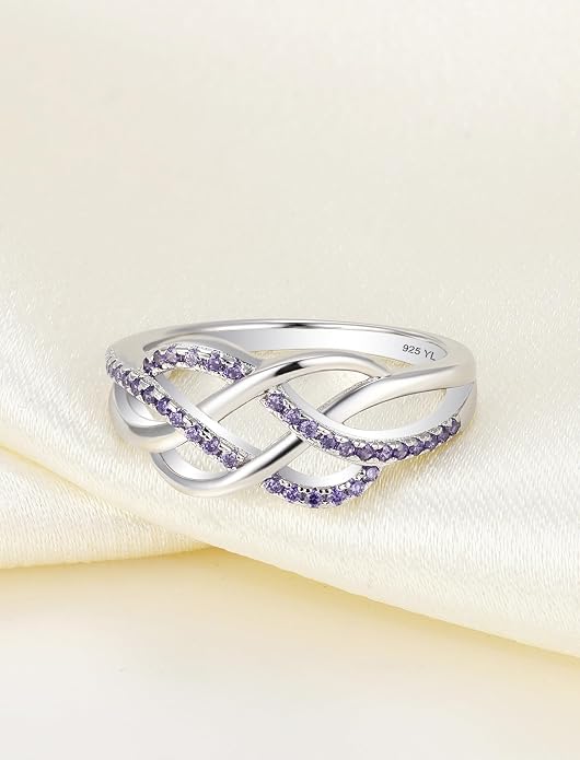 YL Celtic Knot Rings 925 Sterling Silver Twisted Knot Ring Birthstone Infinity Statement Jewelry for Women-size5