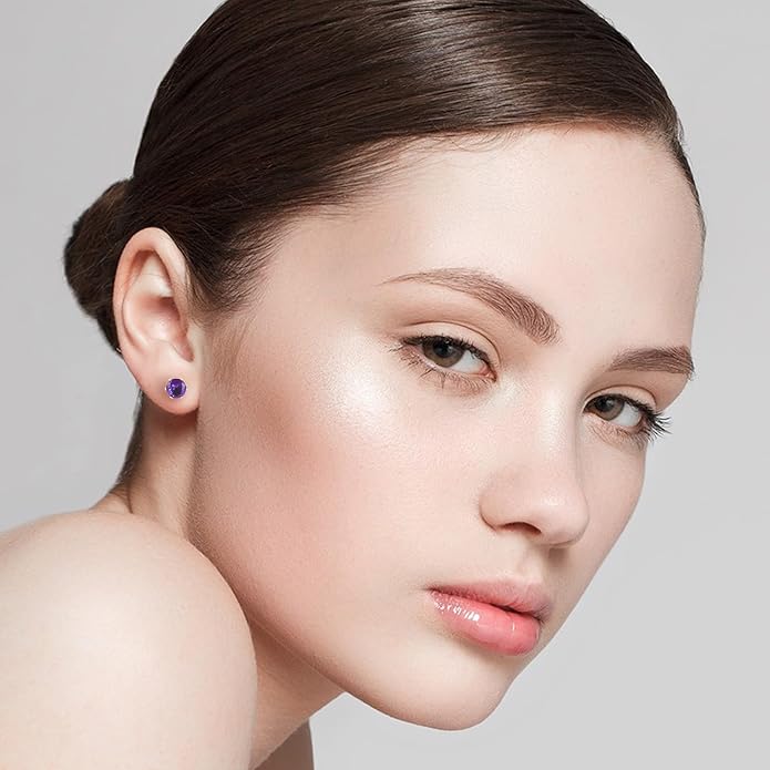 12 Pairs Surgical Stainless Steel Stud Earring Round Heart Star Square Cubic Zirconia Birthstone Stud Earrings Set for Women