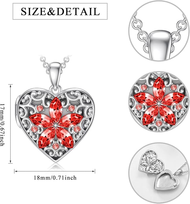 Dorunmo Personalized Locket Necklace 925 Sterling Silver that Holds Pictures Butterfly Birthstone Photo Heart Locket Custom Jewelry Congratulations New Beginnings New Job Gifts for Women