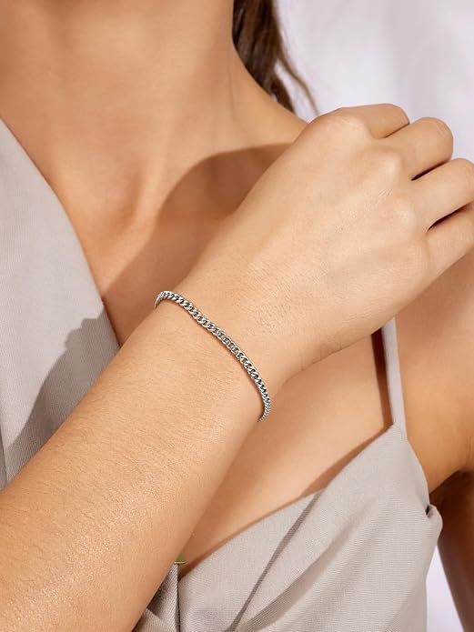 U7 Link Bracelets for Men, Cuban Link/Rope/Watch Band Solid Bracelet, Silver Black Gold Color Wrist Bracelet 3/6/9/12/15mm Width, 6.5/7.5/8.3 Inch Length, Hand Chain Jewelry for Mens Women