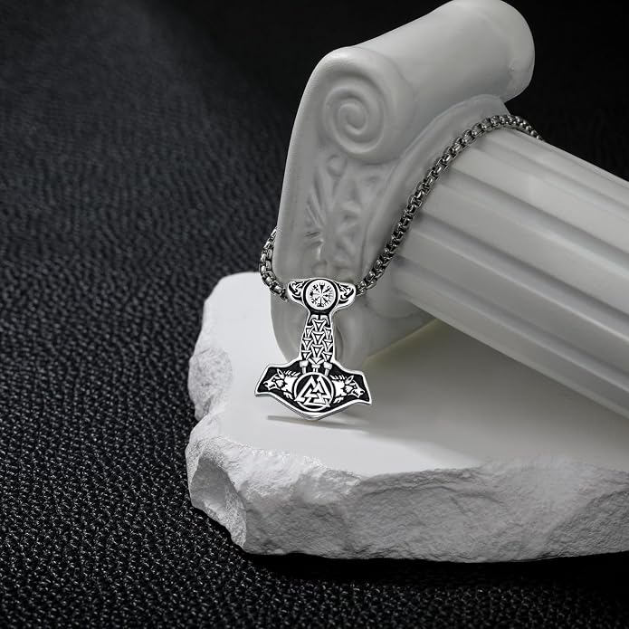 Thors Hammer Necklace for Men Women 925 Sterling Silver Viking Mjolnir Necklace with Stainless Steel Chain Thor's Hammer Necklace Thor Hammer Necklace