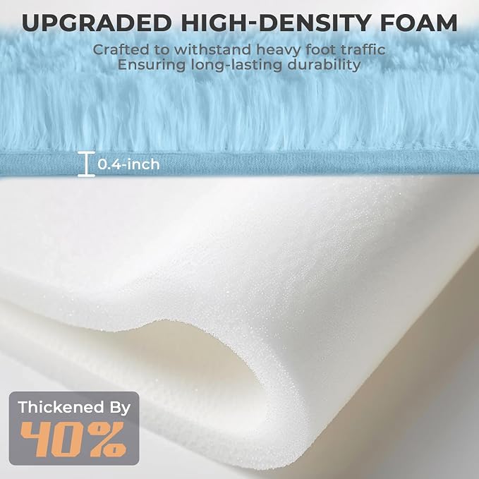 OPPODREAM 8x10 Light Blue Rugs for Bedroom, Ultra-Soft Fluffy Area Rugs for Living Room, 8 x 10 Shag Carpet for Nursery, Kids, Girl, Boy, Baby, Plush, Fuzzy, Shaggy, Cute Home Decor