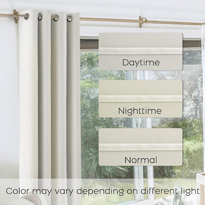 102 Inch Extra Long Curtains for Bedroom Living Room,Blackout Room Darkening Grommet Thermal Thick Luxury Curtain Drapes for Sliding Glass Patio Doors,Set 2 Two Panels,102 In Length,Ivory/Cream Beige