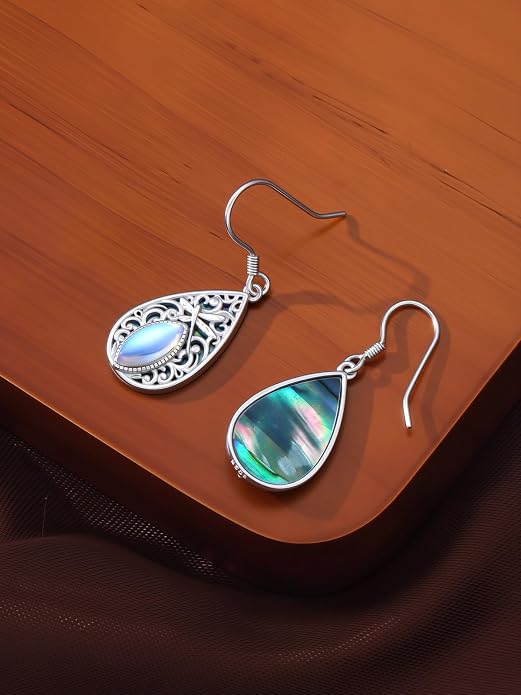 Dorunmo Moonstone Dangle Drop Earrings s925 Sterling Silver Leverback Earrings Filigree Moonstone Jewelry Birthday Gifts for Women