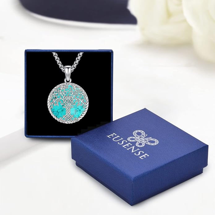 Turquoise Jewelry for Women Men 925 Sterling Silver Pendant Urn Necklaces for Ashes Picture Locket Necklace Thor Hammer Yggdrasil Virgen De Guadalupe St Michael Christopher Judas Witches Knot Necklace