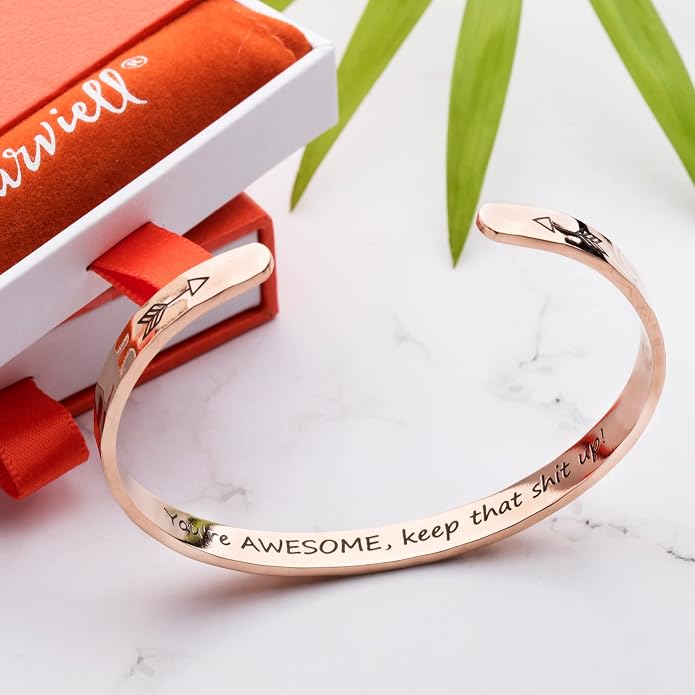 Carviell Bracelet - Gifts for Women – Inspirational, Friendship, Love, Mom, Daughter, Sister, Christian, Graduation, Memorial & Wedding Gifts – 100+ Phrases – Stainless Steel, Gift-Ready