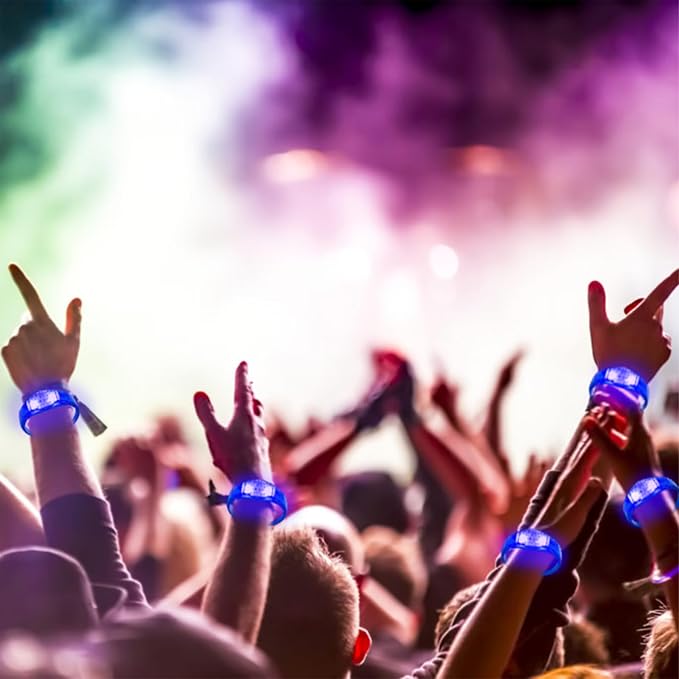 24 Pcs LED Glow Bracelets Sound Activated Led Flashing Bracelet Music Control Light Up Bracelets,Glow in The Dark Party Supplies For Birthday Carnival Concerts Night Events Christmas Gift (blue)