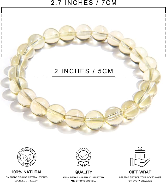 ILLUMINIA 5A Grade Natural Crystal Gemstone Bracelet | Healing Energy Charged Quartz Stone Bead | Handcrafted Stretch Bracelet for Women Men Teens