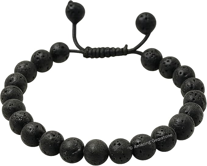 Amazing Gemstone Lava Stone Bracelet for Women Men's Gifts - Protection Healing Crystal Bracelet - 8mm Gemstones Beaded Adjustable Bracelet Pulseras para Hombres Mujer Stocking Stuffers