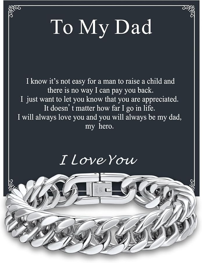 Supcare Unique Anniversary Birthday Valentines Fathers Day Stainless Steel Cuban Link Bracelets for Men Him, To My Man Dad Husband Love Always Remember Wrist Chain Bracelet Jewelry Gifts