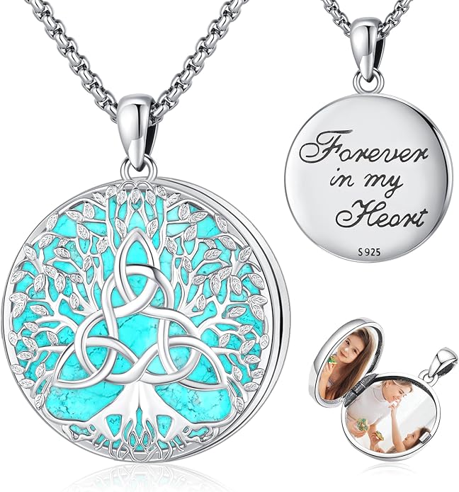 Sterling Silver Tree of Life Necklace for Women Oval Family Tree Necklace Abalone Shell Moonstone Pendant Mother Day Necklace for Mom Tree of Life Jewelry