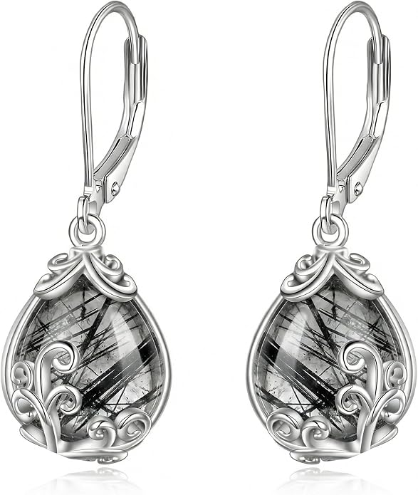 POPLYKE Celtic Filigree Teardrop Drop Dangle Earrings Sterling Silver Leverback Earrings Jewelry for Women