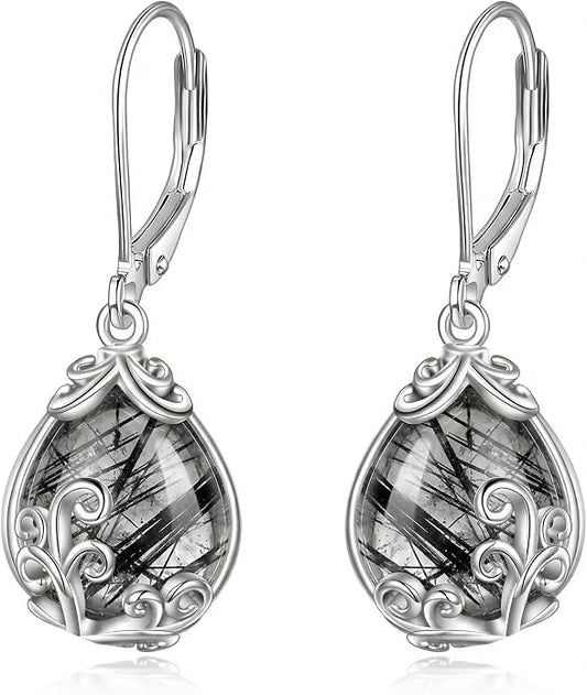 POPLYKE Celtic Filigree Teardrop Drop Dangle Earrings Sterling Silver Leverback Earrings Jewelry for Women