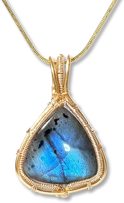 Natural Faceted Labradorite Pendant Necklace – Unique Stone of Magic & Transformation, Iridescent Flash Gemstone Jewelry, Handmade Healing Crystal Gift for Women, Birthday, Anniversary, Spiritual Awakening & Intuition