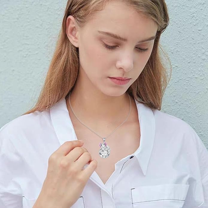 Birthstone Axolotl Necklace Sterling Silver Axolotl Pendant Cubic Zirconia Jewelry Birthday Gifts for Women Men