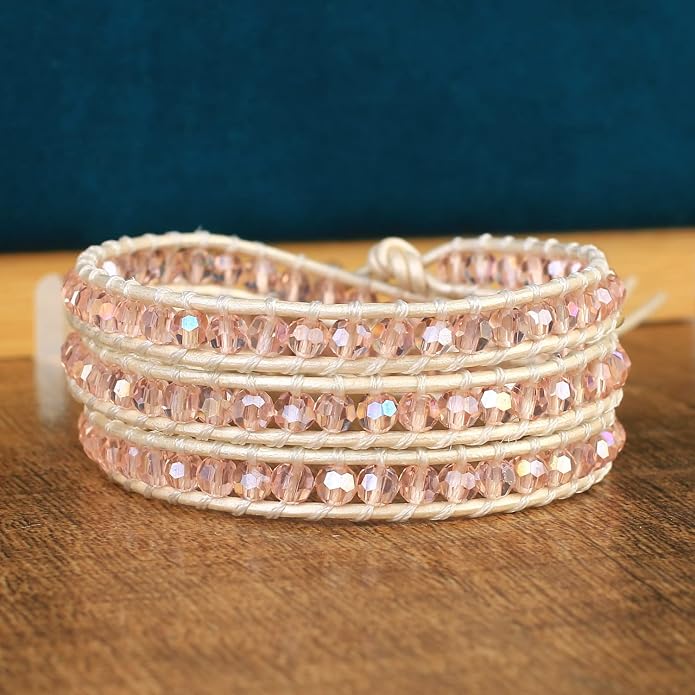 KELITCH New Women Friendship Bracelet Leather Wrap Bracelets Bangle Handmade Stackable Jewelry