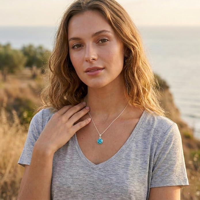 Natural Gemstone Pendant Necklace for Women Handmade Birthstone Healing Crystal Jewelry Chain 20" Stone Birthday Christmas Wedding Gifts for Her