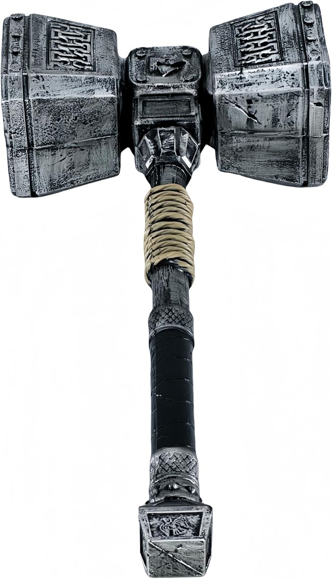 LOOYAR Norse Thunder Hammer Foam Prop for Costume Play & Reenactment | Norse thunder hammer design PU foam Detachable head and handle Lightweight safe construction For LARP cosplay Halloween