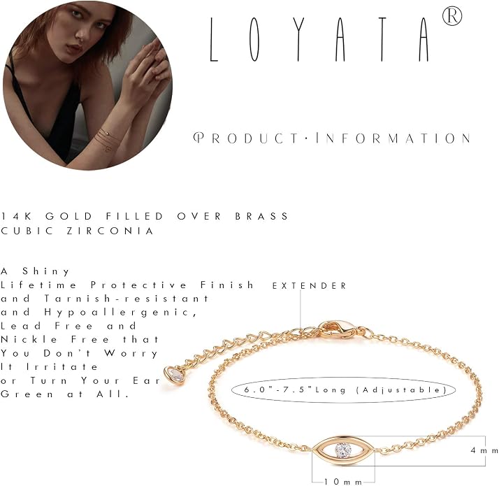 LOYATA Gold Bracelet Gold 14K Gold Filled Dainty Chain Simple Jewelry Gift for Women