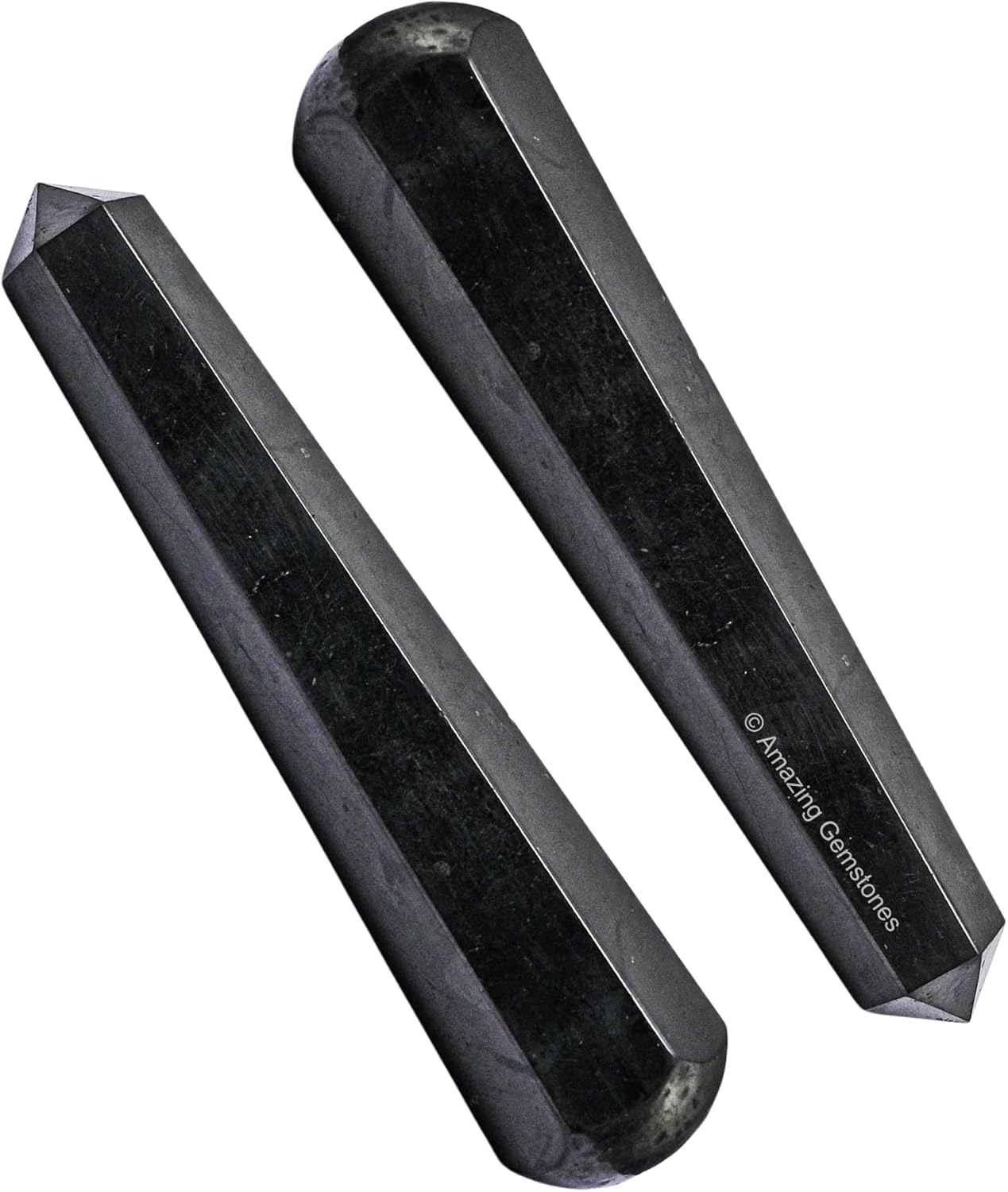 Amazing Gemstone Shungite Crystal Wand Massage Stick - Pelvic Wand Gua Sha for Adults - Crystals and Healing Stones Massage Wands for Adults Gifts (Pointed)