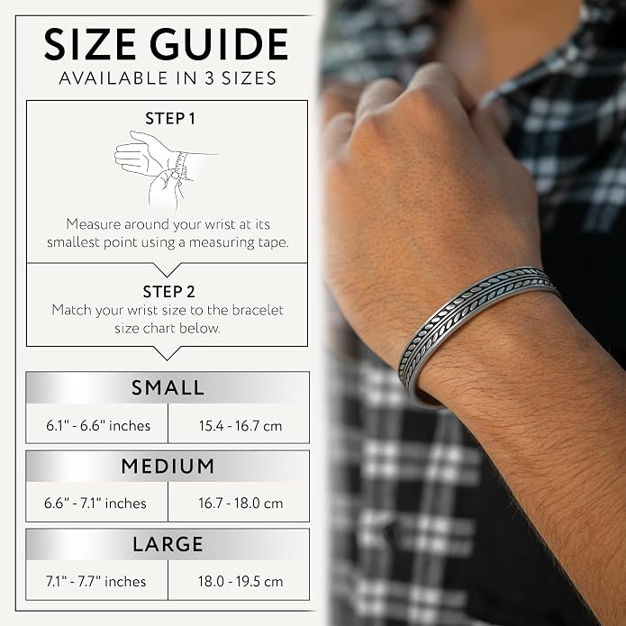 Cuff Bracelet for Men Premium Stainless Steel Mens Bangle Bracelets Silver Cuff Bracelet Waterproof & Non-Tarnish Minimal Western Bracelet