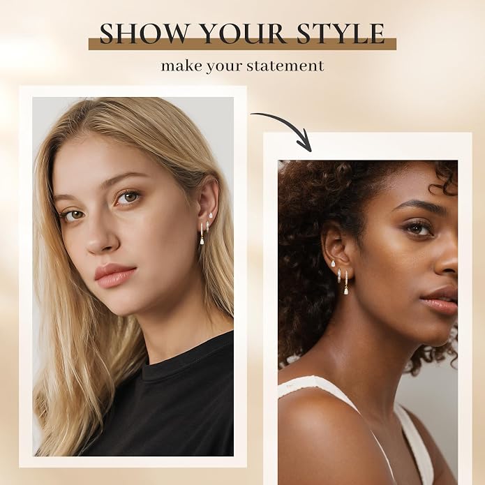 Opal Earrings Set for Women, Birthday Gift for Her, Sterling Silver | 14K Gold Plated, Hypoallergenic S925 Opal Hoop Stud Earrings for Women with Sensitive Ears, Dainty earring Stacks—Trendy Opals Jewelry 2026