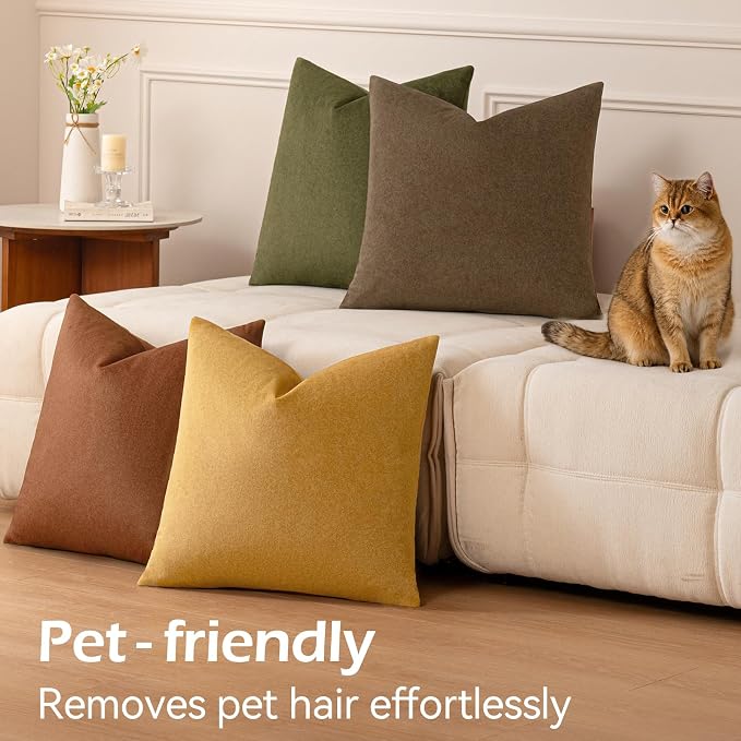 a moment Waterproof Throw Pillow Covers Set of 4,26x26 Inch Outdoor Stain Resistant Pet Friendly Pillowcases Cushion Covers for Patio Sofa and Living Room,Amber Woods