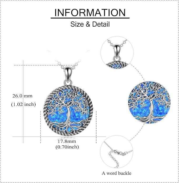 ONEFINITY Tree of Life Necklace for Women Sterling Silver Abalone Shell Crystal Tree of Life Pendant Necklace Family Tree Jewelry for Mom Daughter Sister Girls Christmas Gifts