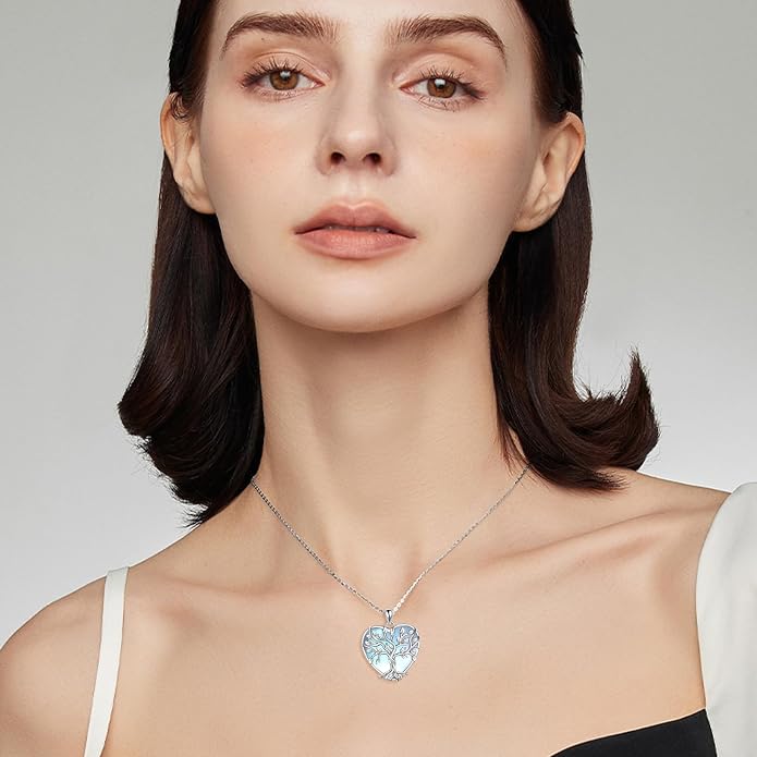 YAFEINI 925 Sterling Silver Moonstone Necklace Filigree Teardrop Pendant Necklace Jewelry for Women Girls