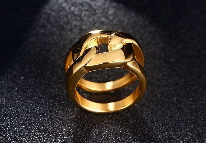 VNOX Gold Rings for Women 丨 14k Gold Plated Stainless Steel Chunky Statement Rings Twisted Braided Ring Stackable Rings Chunky Signet Ring for Womens Jewelry Trendy