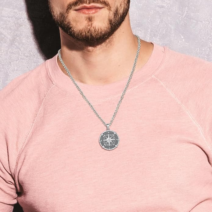 INFUSEU Mythology Pendant Necklaces for Men, Viking Norse Mjolnir Egyptian Anubis Ankh, 22-24 Inch Chain