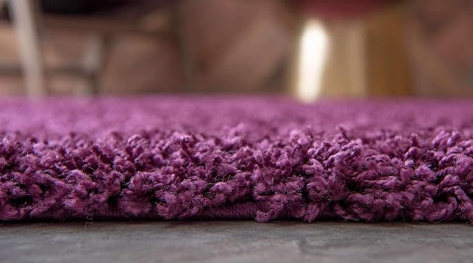 Unique Loom Solid Shag Collection Area Rug (2' x 3' 1" Rectangle, Eggplant Purple)