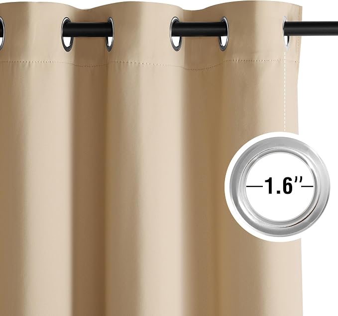 NICETOWN Room Darkening Draperies Curtains Panels, 2 Panels Biscotti Beige W52 x L96