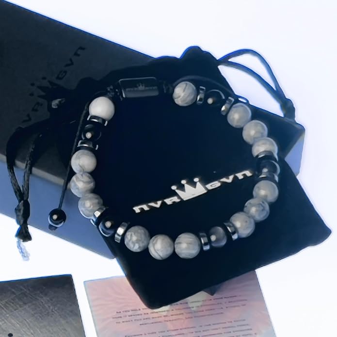 Mens Beaded Bracelet - Stone Jewelry, Black Onyx Hematite Bracelets, Mens Accessories, Adjustable