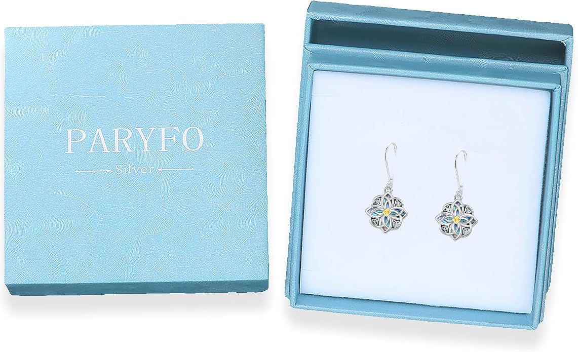 Celtic Knot Earrings 925 Sterling Silver Abalone Drop Dangle Celtic Earrings Gifts for Women