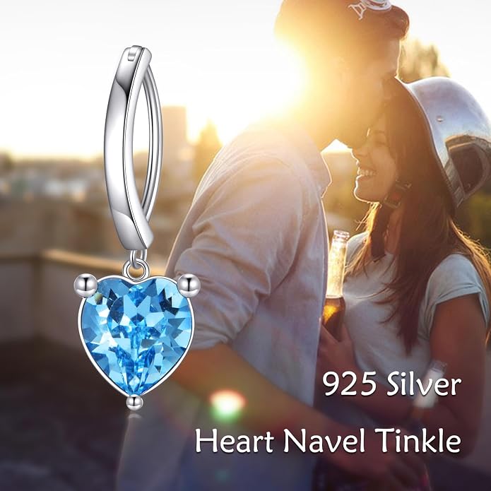 Dangle Clicker Belly Button Ring for Women Surgical Sterling Silver Belly Ring Simple Reverse Navel Rings Body Jewelry