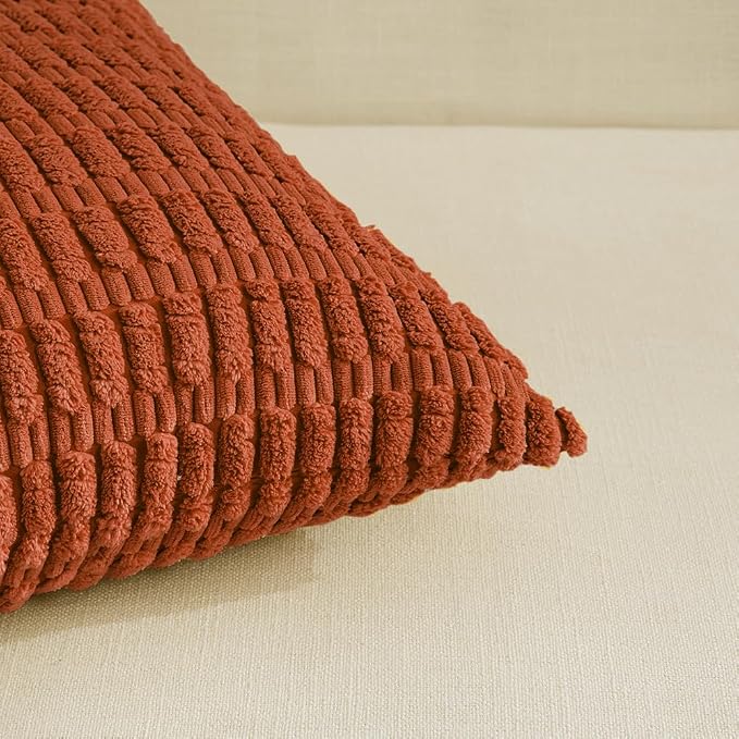 Fancy Homi 4 Packs Decorative Throw Pillow Covers for Living Room Couch Bed, Modern Farmhouse Boho Home Décor Accent Cushion Case, 24" x 12", Burnt Orange