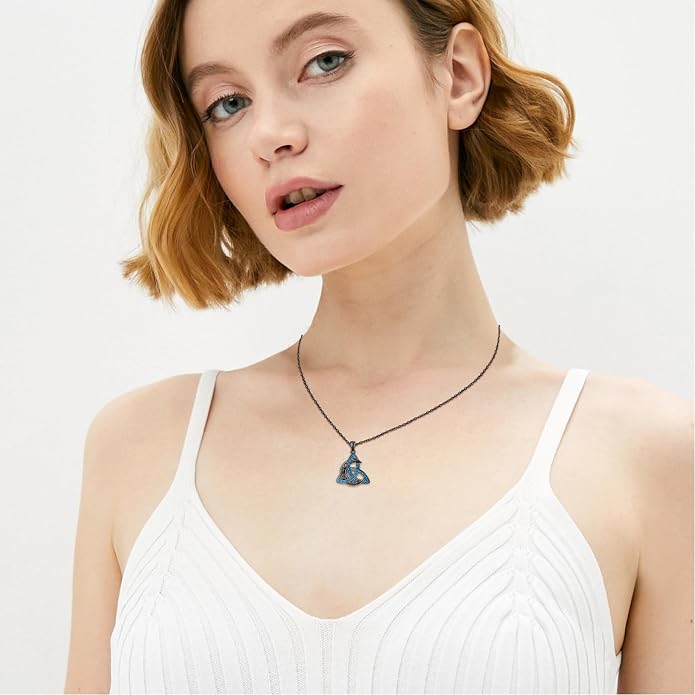 CHENGHONG Celtic Moon Necklace for Women 925 Sterling Silver Celtic Knot Moonstone Pendant Necklace Crescent Irish Necklaces Celtics Jewelry Gift for Women Men