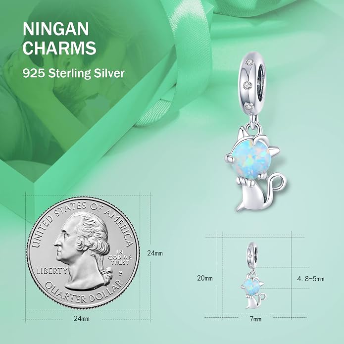 NINGAN 925 Sterling Silver Charm Golden Love Charm Buckle Safety Chain Travel Bead Firefly Dragonfly Pendant, Suitable for Women Bracelet and Necklace as Gift from Mom and Friends