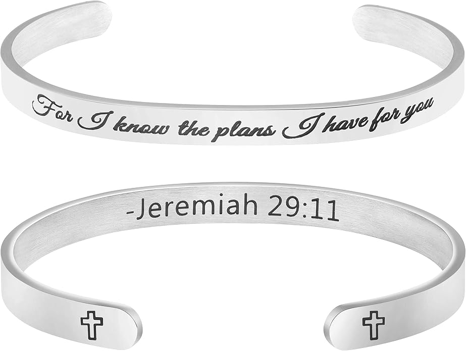 Memgift 𝐂𝐡𝐫𝐢𝐬𝐭𝐢𝐚𝐧 𝐁𝐫𝐚𝐜𝐞𝐥𝐞𝐭𝐬 for 𝐖𝐨𝐦𝐞𝐧 Inspirational Gifts Bible Verse Religious Faith Jewelry Cuff Bracelet Mothers Day Christmas Birthday Jewelry for Her Mother Daughter