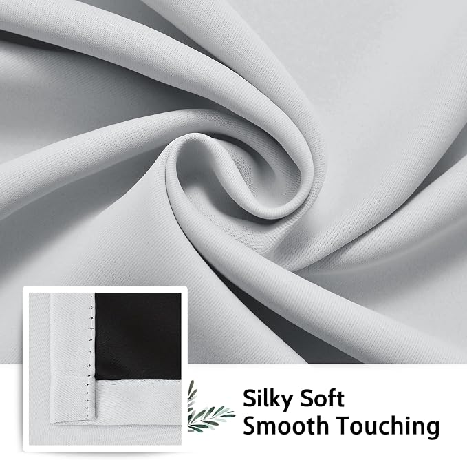 SimpleHome White 100% Blackout Curtains Room Darkening Living Room 96 Inch | Curtains for Bedroom,Thermal Insulated Grommet Window Drapes,Curtains for Living Room with Black Back,52 x 96 Inch,2 Panels
