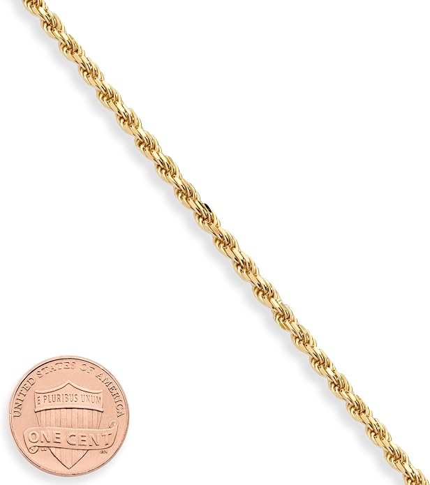 Miabella Italian 18K Gold Plated 925 Sterling Silver Italian 2mm, 3mm Braided Rope Chain Bracelet for Men Women, Made in Italy