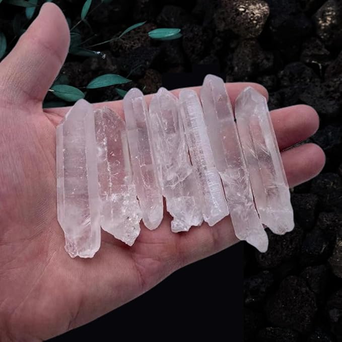 Erliway 0.22 lbs Clear Quartz Crystals Bulk, 2.36-3.94" Raw Clear Quartz Crystal Wands, Irregular Shape Rough Quartz Crystal Points for Meditation Yoga Reiki Balancing Wire Wrapping
