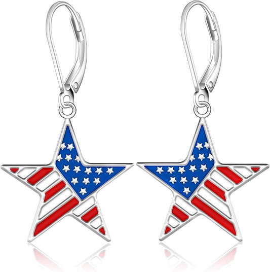 Black Cat/4th of July/Bat/Spider/Pumpkin/Wolf/Bunny/Sun and Moon/Turtle/Raven 925 Sterling Silver Leverback Dangle Earrings Moon Gothic Christmas Earrings Jewelry Gift for Women