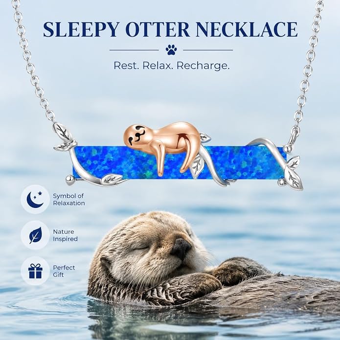 Bar Opal Leaf Necklace For Women S925 Sterling Silver White Opal Pendant with Leaf Charm Bar Pendant Jewelry Gift For Mom Daughter Wife