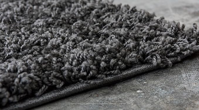 Unique Loom Solid Shag Collection Area Rug (5' 1" x 8' Rectangle Graphite Gray)