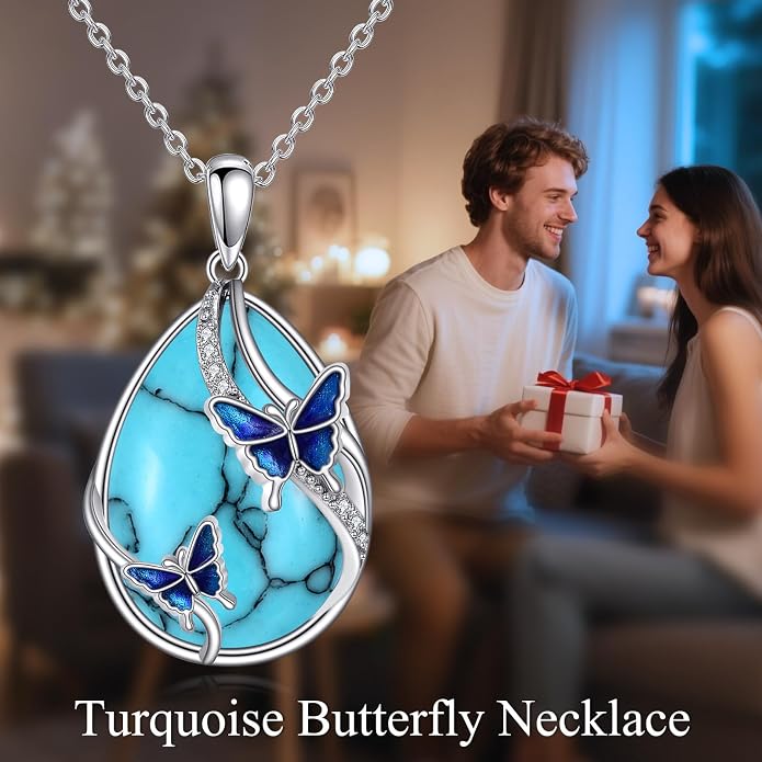 KQF Dragonfly/Butterlfy/Cat/Jellyfish/Bunny/Axolotl/Bee/Mermaid/Hummingbird/Elephant Necklace for Women Sterling Silver Moonstone Pendant Necklace Dragonfly Jewelry Gifts for Women