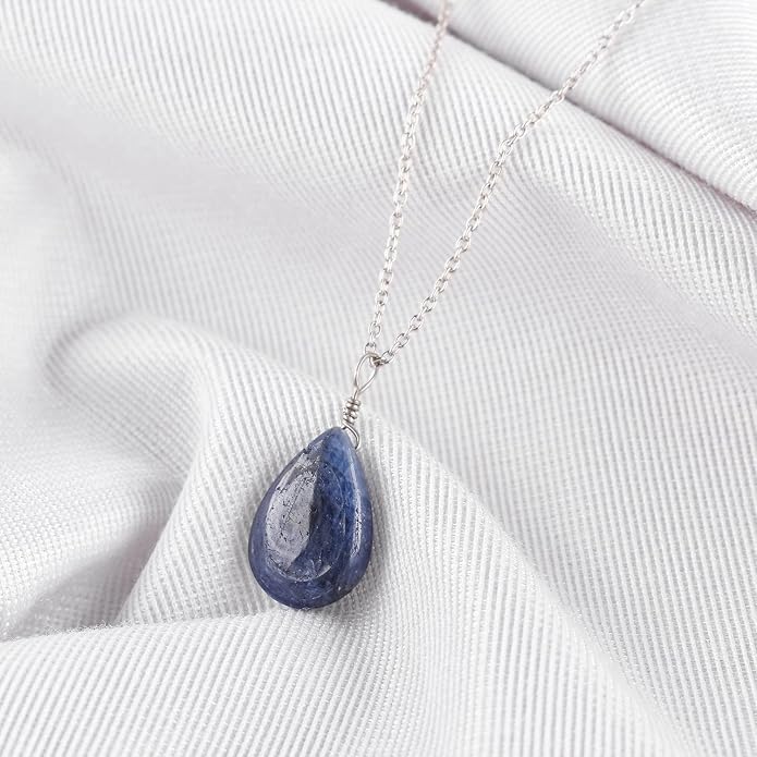 Raw Gemstone Dainty Pendant Necklace for Women, Trendy Healing Chakra Crystal, Birthstone Handmade 925 Sterling Silver Adjustable 18 inch Chain Jewelry, Birthday Gifts