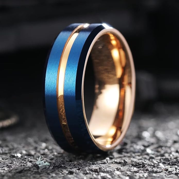 King Will Tungsten Carbide Wedding Band for Men Women-6/8/10mm Width Multicolor Available with Grooved Center Wedding Ring Suitable for Work, Gym Comfort Fit Size 4-16